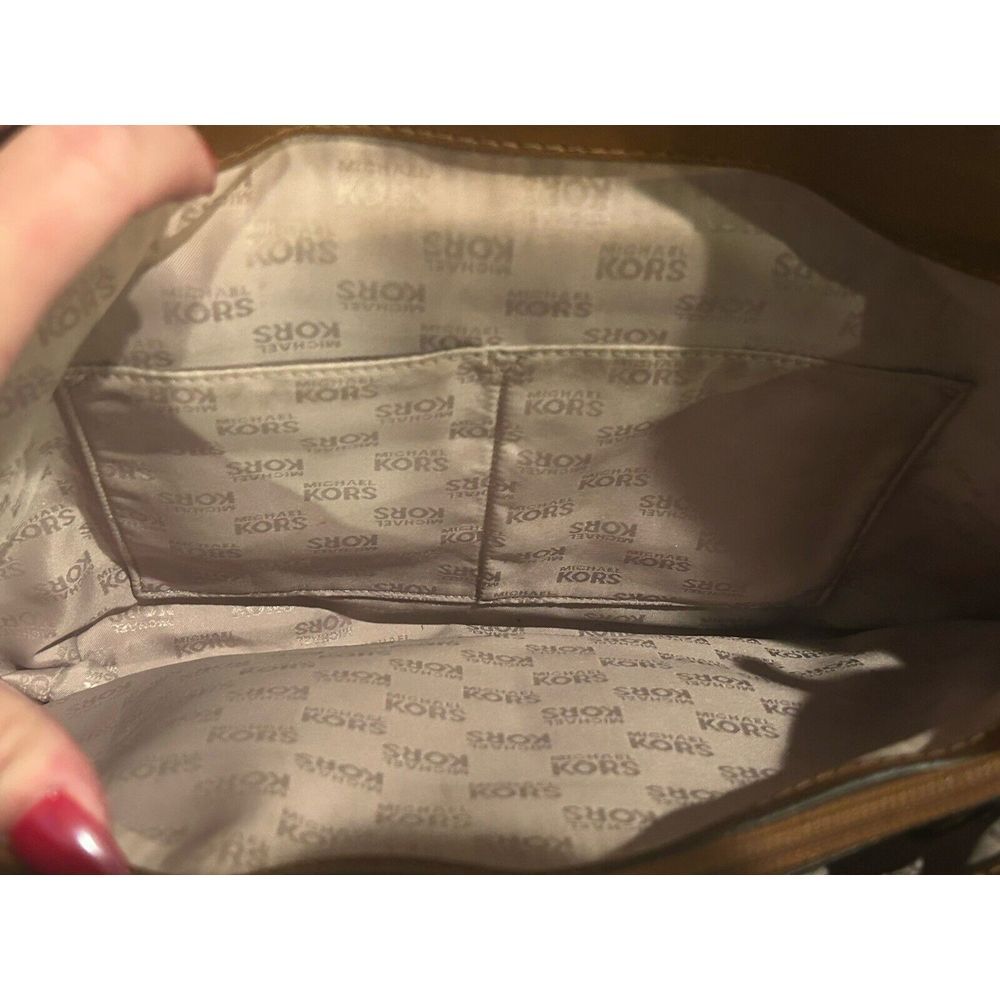 Michael Kors Nylon Tote Jet Set Nylon Saffiano Leather Tan Large Shoulder Bag - Picture 11 of 13